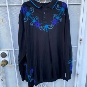 Knockout men’s 3X polo long sleeve embroidered 100% cotton Shirt black